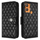 For Oukitel C33 Rhombic Texture Flip Leather Phone Case with Lanyard(Black) - 2