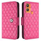 For Oukitel C33 Rhombic Texture Flip Leather Phone Case with Lanyard(Rose Red) - 2