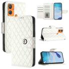 For Oukitel C33 Rhombic Texture Flip Leather Phone Case with Lanyard(White) - 1