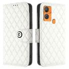 For Oukitel C33 Rhombic Texture Flip Leather Phone Case with Lanyard(White) - 2