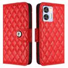 For Oukitel C35 / C36 Rhombic Texture Flip Leather Phone Case with Lanyard(Red) - 2