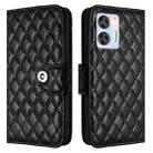 For Oukitel C35 / C36 Rhombic Texture Flip Leather Phone Case with Lanyard(Black) - 2
