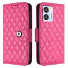 For Oukitel C35 / C36 Rhombic Texture Flip Leather Phone Case with Lanyard(Rose Red) - 2