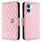 For Oukitel C35 / C36 Rhombic Texture Flip Leather Phone Case with Lanyard(Pink) - 2