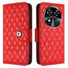 For Oukitel C37 Rhombic Texture Flip Leather Phone Case with Lanyard(Red) - 2