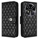 For Oukitel C37 Rhombic Texture Flip Leather Phone Case with Lanyard(Black) - 2
