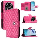 For Oukitel C37 Rhombic Texture Flip Leather Phone Case with Lanyard(Rose Red) - 1