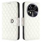 For Oukitel C37 Rhombic Texture Flip Leather Phone Case with Lanyard(White) - 2