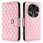 For Oukitel C37 Rhombic Texture Flip Leather Phone Case with Lanyard(Pink) - 2