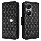 For Oukitel C38 Rhombic Texture Flip Leather Phone Case with Lanyard(Black) - 2