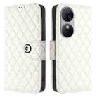 For Oukitel C38 Rhombic Texture Flip Leather Phone Case with Lanyard(White) - 2