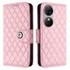 For Oukitel C38 Rhombic Texture Flip Leather Phone Case with Lanyard(Pink) - 2