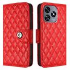 For Oukitel C51 Rhombic Texture Flip Leather Phone Case with Lanyard(Red) - 2