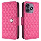 For Oukitel C51 Rhombic Texture Flip Leather Phone Case with Lanyard(Rose Red) - 2