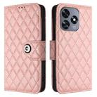 For Oukitel C51 Rhombic Texture Flip Leather Phone Case with Lanyard(Coral Pink) - 2