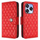 For Oukitel C50 Rhombic Texture Flip Leather Phone Case with Lanyard(Red) - 2