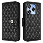 For Oukitel C50 Rhombic Texture Flip Leather Phone Case with Lanyard(Black) - 2