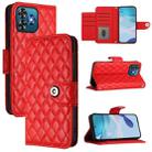 For Oukitel C53 Rhombic Texture Flip Leather Phone Case with Lanyard(Red) - 1