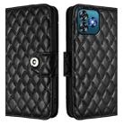 For Oukitel C53 Rhombic Texture Flip Leather Phone Case with Lanyard(Black) - 2