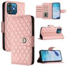 For Oukitel C53 Rhombic Texture Flip Leather Phone Case with Lanyard(Coral Pink) - 1