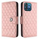 For Oukitel C53 Rhombic Texture Flip Leather Phone Case with Lanyard(Coral Pink) - 2