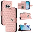 For Nothing Phone 2a Rhombic Texture Flip Leather Phone Case with Lanyard(Coral Pink) - 1