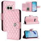 For Nothing Phone 2a Rhombic Texture Flip Leather Phone Case with Lanyard(Pink) - 1