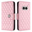 For Nothing Phone 2a Rhombic Texture Flip Leather Phone Case with Lanyard(Pink) - 2