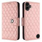 For Nothing CMF Phone 1 Rhombic Texture Flip Leather Phone Case with Lanyard(Coral Pink) - 2