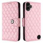 For Nothing CMF Phone 1 Rhombic Texture Flip Leather Phone Case with Lanyard(Pink) - 2