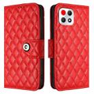 For T-Mobile REVVL 7 5G Rhombic Texture Flip Leather Phone Case with Lanyard(Red) - 2
