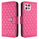 For T-Mobile REVVL 7 5G Rhombic Texture Flip Leather Phone Case with Lanyard(Rose Red) - 2