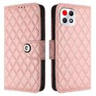 For T-Mobile REVVL 7 5G Rhombic Texture Flip Leather Phone Case with Lanyard(Coral Pink) - 2