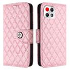For T-Mobile REVVL 7 5G Rhombic Texture Flip Leather Phone Case with Lanyard(Pink) - 2