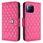 For T-Mobile REVVL 7 Pro 5G Rhombic Texture Flip Leather Phone Case with Lanyard(Rose Red) - 2