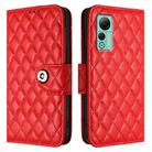For Ulefone Note 14 Rhombic Texture Flip Leather Phone Case with Lanyard(Red) - 2