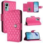 For Ulefone Note 14 Rhombic Texture Flip Leather Phone Case with Lanyard(Rose Red) - 1