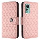 For Ulefone Note 14 Rhombic Texture Flip Leather Phone Case with Lanyard(Coral Pink) - 2