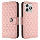 For Ulefone Note 18 Ultra Rhombic Texture Flip Leather Phone Case with Lanyard(Coral Pink) - 2