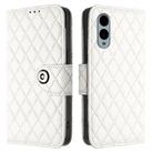 For Fujitsu Arrows We2 Plus F-51E Rhombic Texture Flip Leather Phone Case with Lanyard(White) - 2