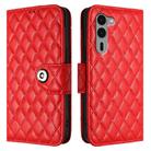 For Fujitsu Arrows We2 F-52E Rhombic Texture Flip Leather Phone Case with Lanyard(Red) - 2