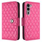 For Fujitsu Arrows We2 F-52E Rhombic Texture Flip Leather Phone Case with Lanyard(Rose Red) - 2