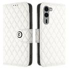 For Fujitsu Arrows We2 F-52E Rhombic Texture Flip Leather Phone Case with Lanyard(White) - 2