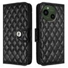 For Sharp Aquos R9 SH-51E Rhombic Texture Flip Leather Phone Case with Lanyard(Black) - 2