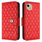 For Sharp Aquos Wish4 SH-52E Rhombic Texture Flip Leather Phone Case with Lanyard(Red) - 2