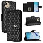 For Sharp Aquos Wish4 SH-52E Rhombic Texture Flip Leather Phone Case with Lanyard(Black) - 1