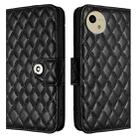 For Sharp Aquos Wish4 SH-52E Rhombic Texture Flip Leather Phone Case with Lanyard(Black) - 2