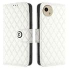 For Sharp Aquos Wish4 SH-52E Rhombic Texture Flip Leather Phone Case with Lanyard(White) - 2