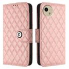 For Sharp Aquos Wish4 SH-52E Rhombic Texture Flip Leather Phone Case with Lanyard(Coral Pink) - 2