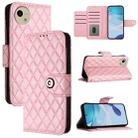 For Sharp Aquos Wish4 SH-52E Rhombic Texture Flip Leather Phone Case with Lanyard(Pink) - 1